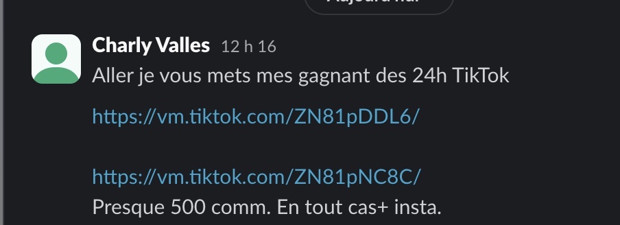 Message Slack Charly Valles